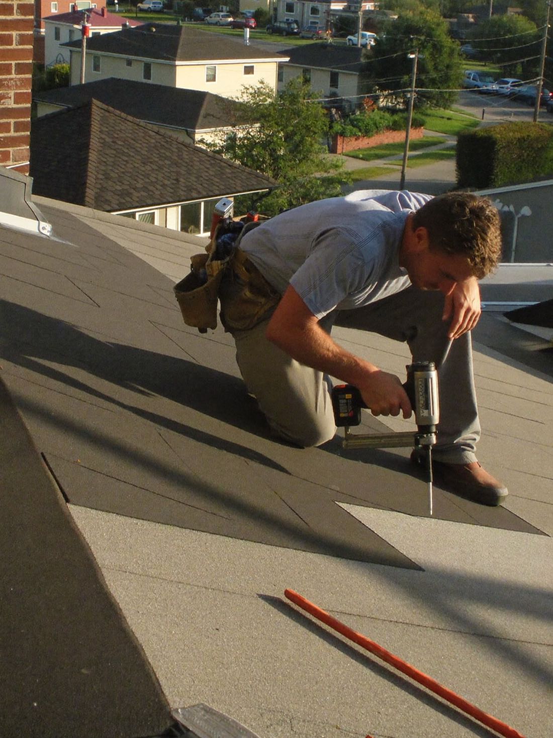 A contractor crew member working on a job