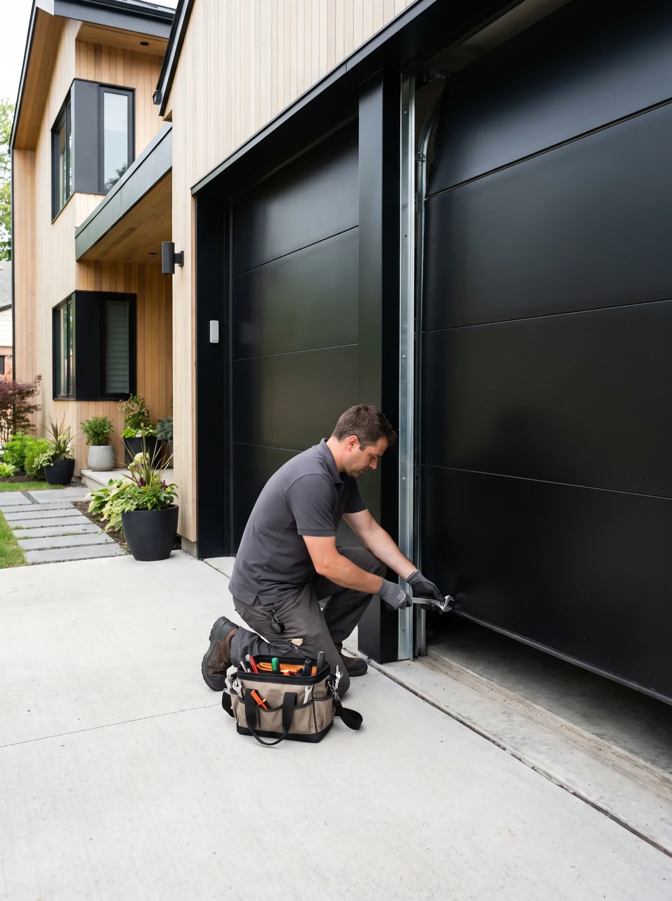 A garage door professional at work