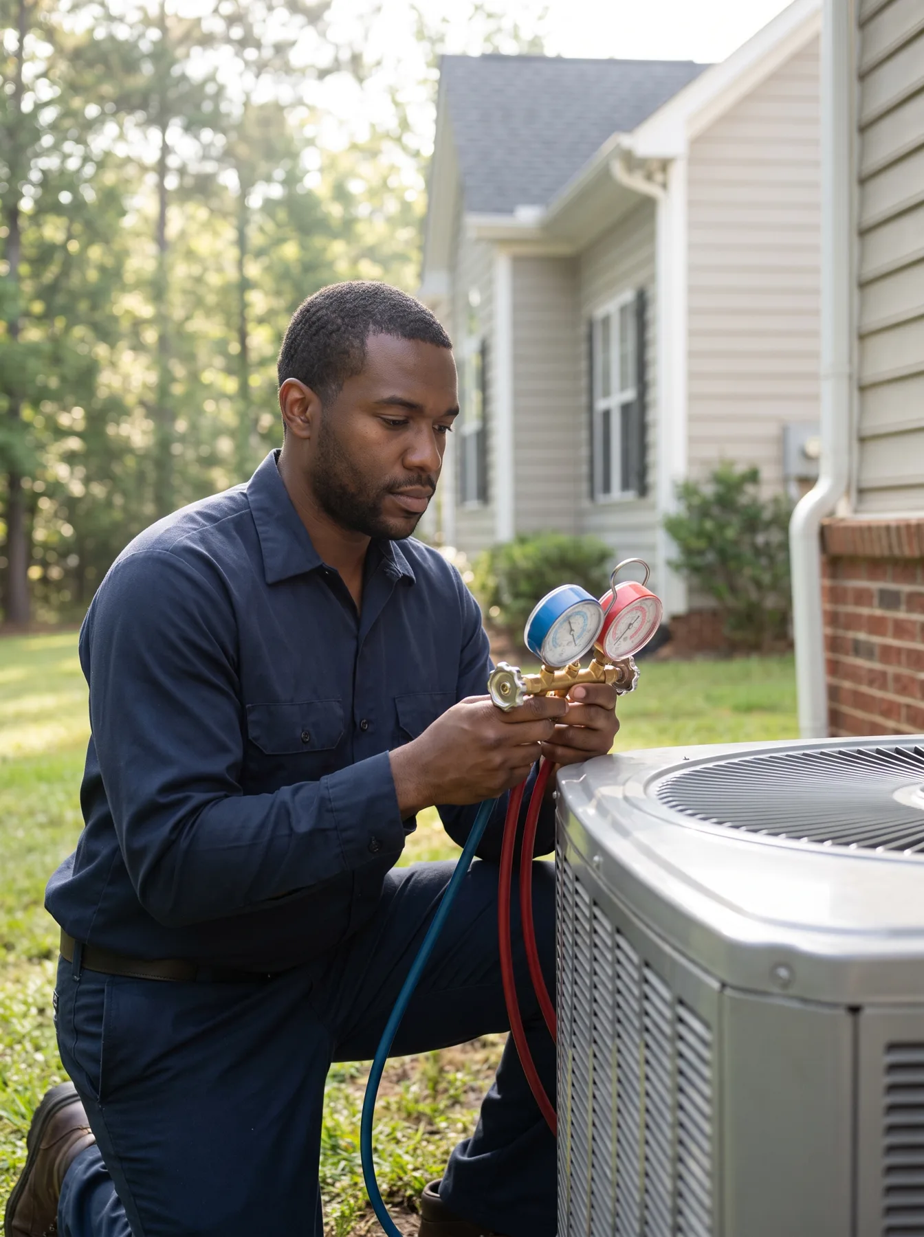 A HVAC professional at work