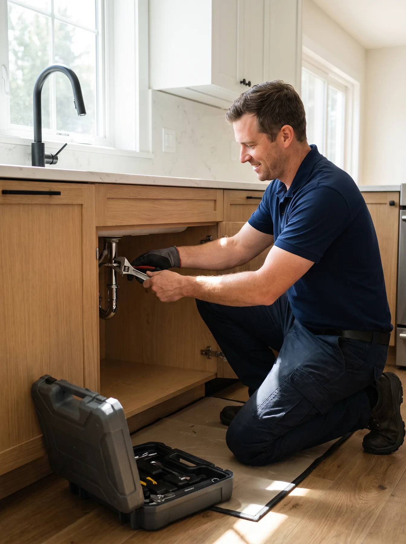 A plumbing professional at work